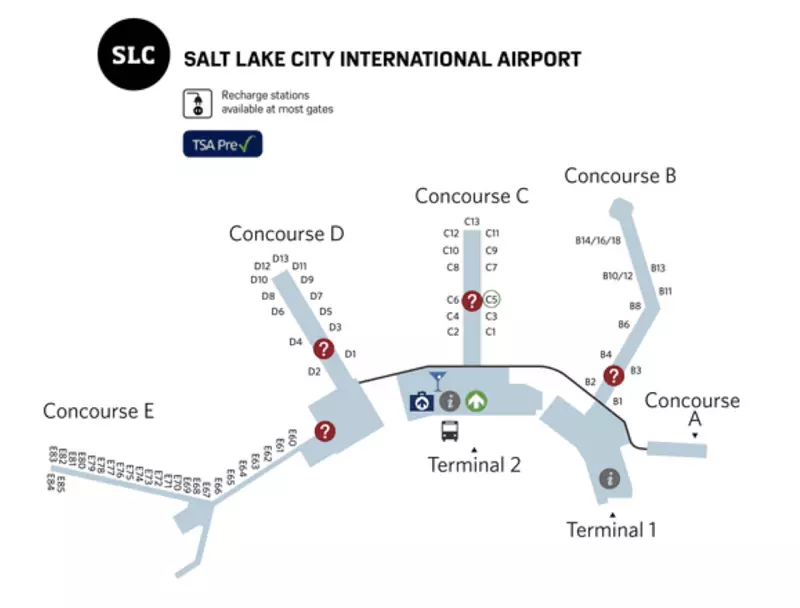 Salt Lake City International Airport Southwest Airlines Terminal Map