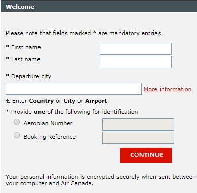 Air Canada Online Web Check-in
